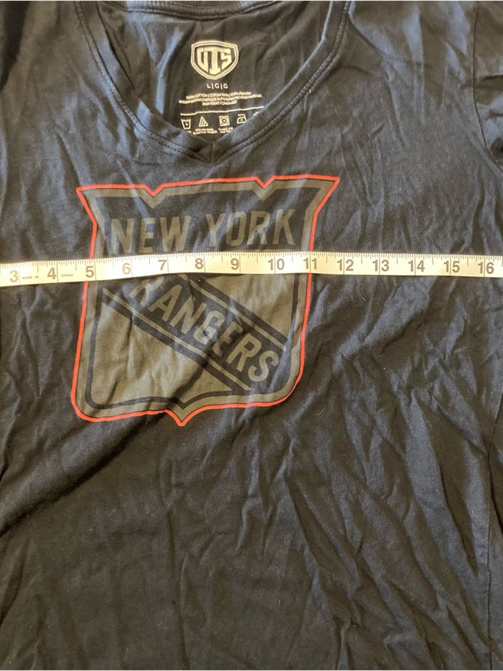 New York Rangers L Black Graphic Tee - Official NHL Team Shirt - Picture 5 of 5